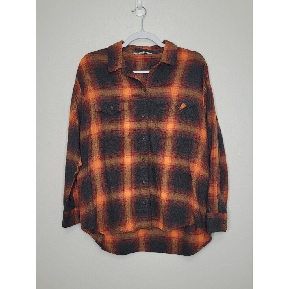 Old Navy The Boyfriend Flannel Shirt Womens large Evermore Plaid